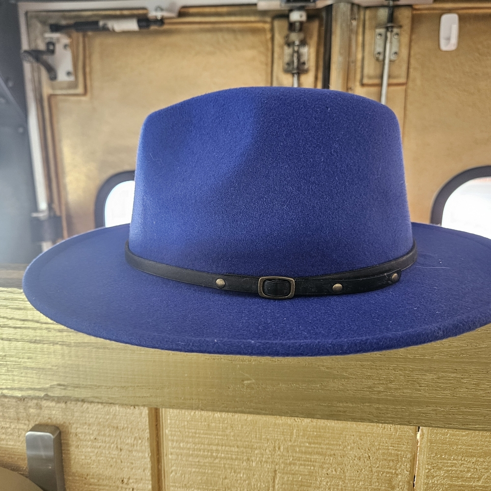 Stylish Blue Fedora Hat with Black Band